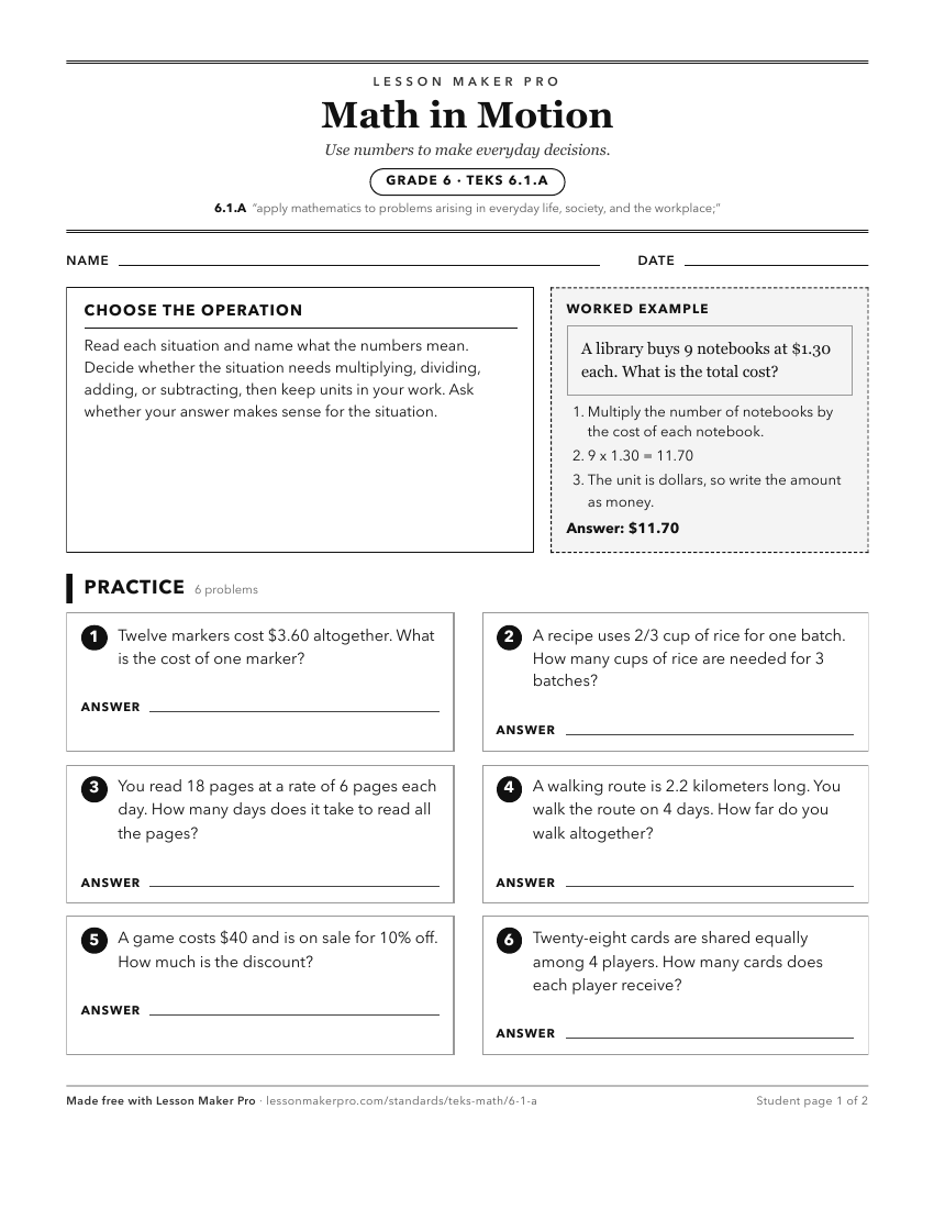 Preview of the 6.1.A printable worksheet