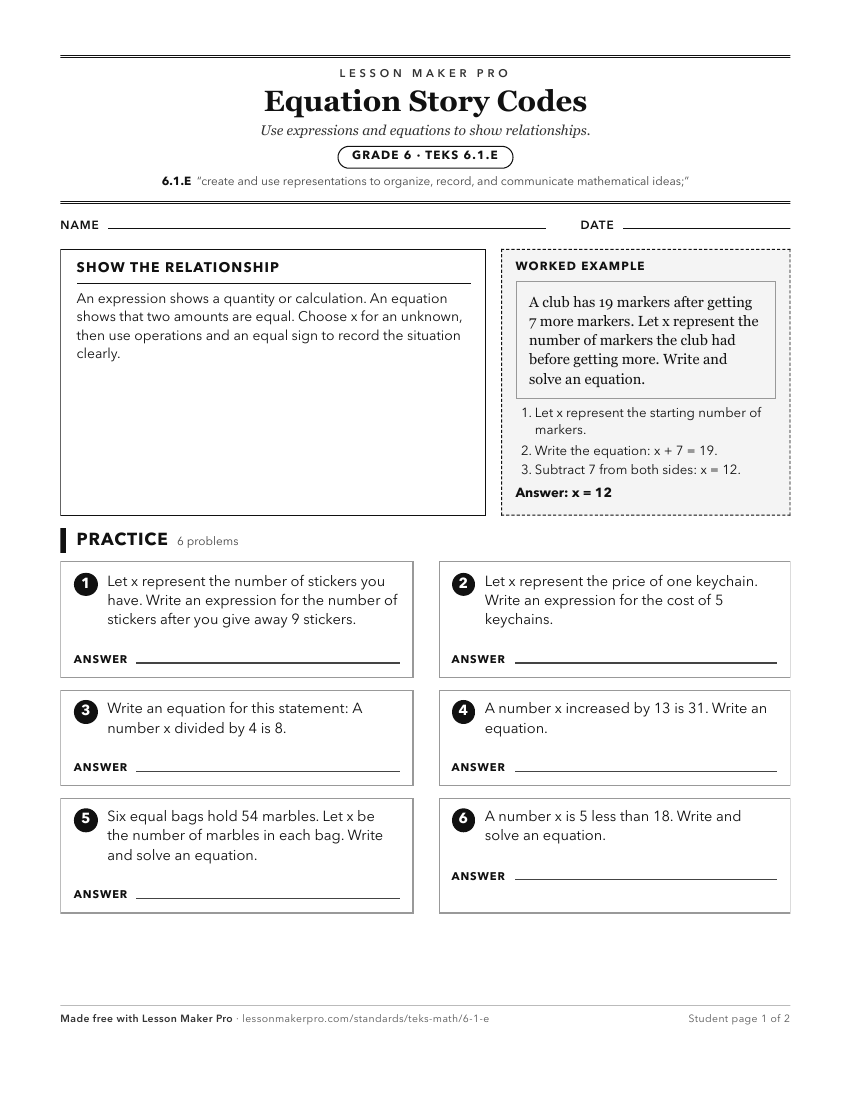 Preview of the 6.1.E printable worksheet
