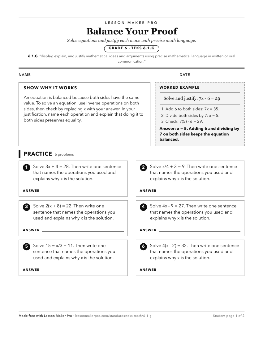 Preview of the 6.1.G printable worksheet