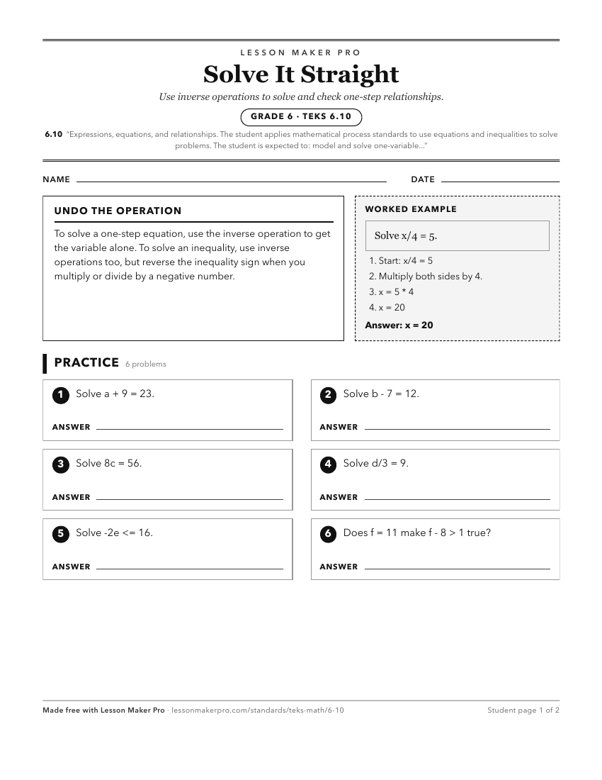 Preview of the 6.10 printable worksheet