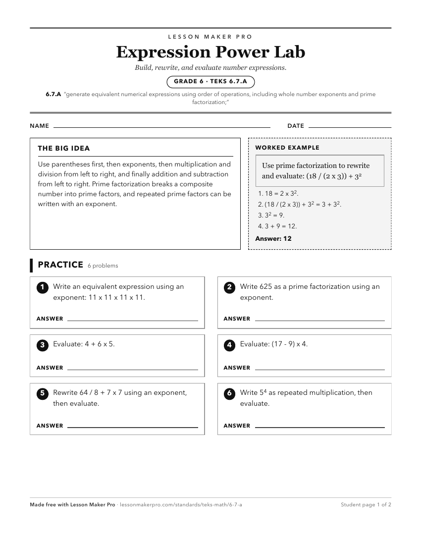 Preview of the 6.7.A printable worksheet