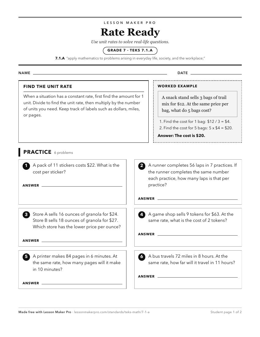Preview of the 7.1.A printable worksheet