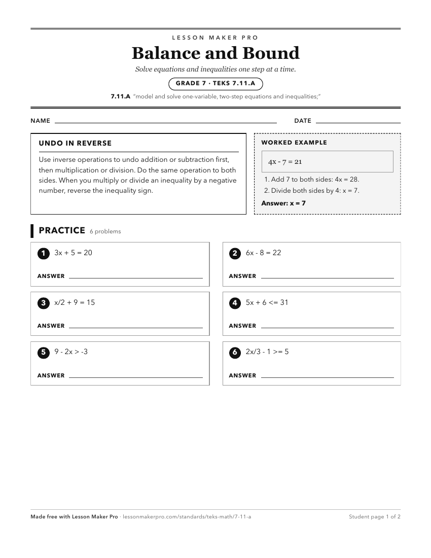 Preview of the 7.11.A printable worksheet