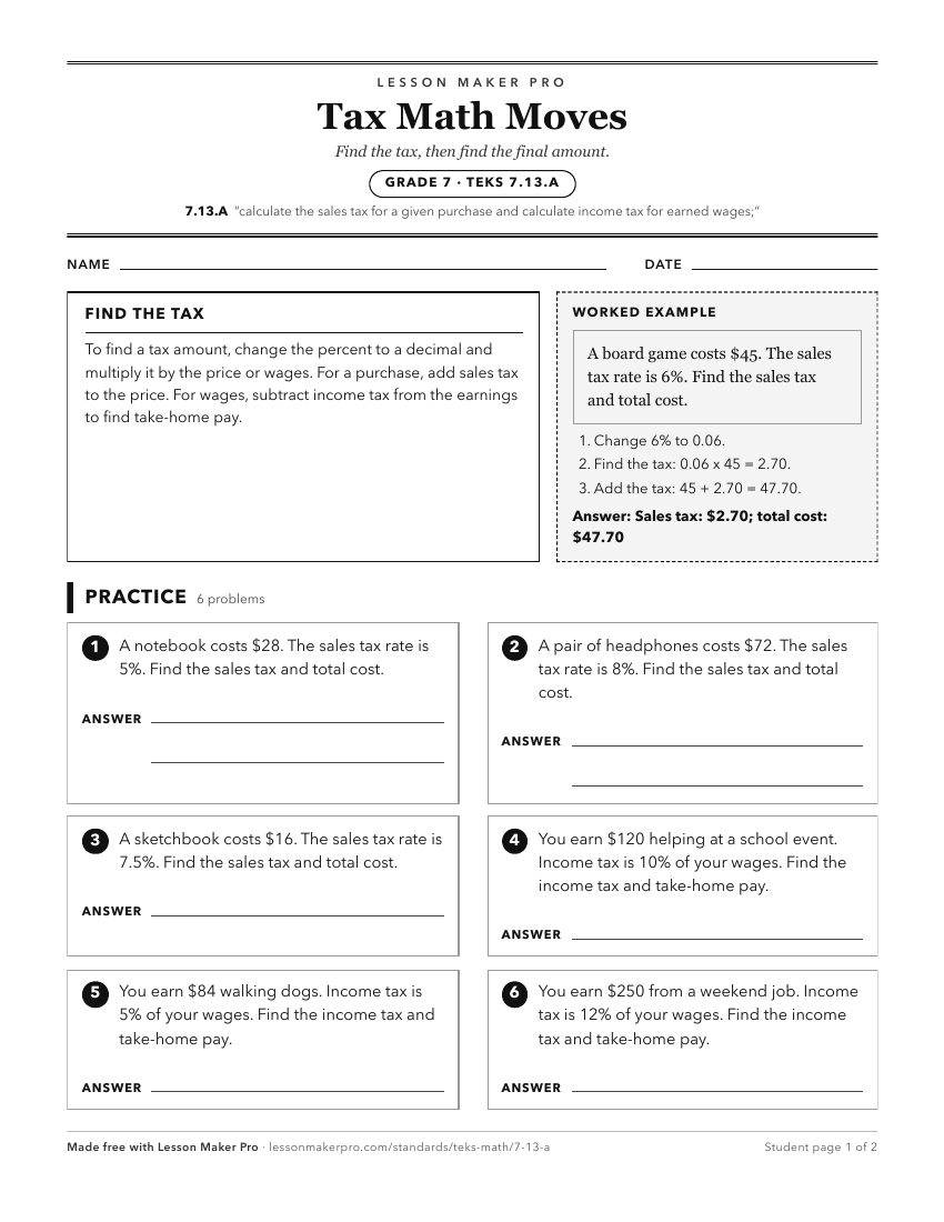 Preview of the 7.13.A printable worksheet