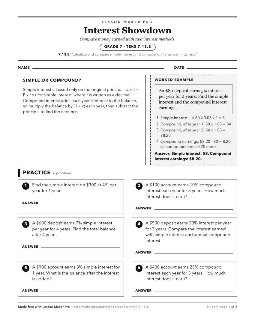 Preview of the 7.13.E printable worksheet
