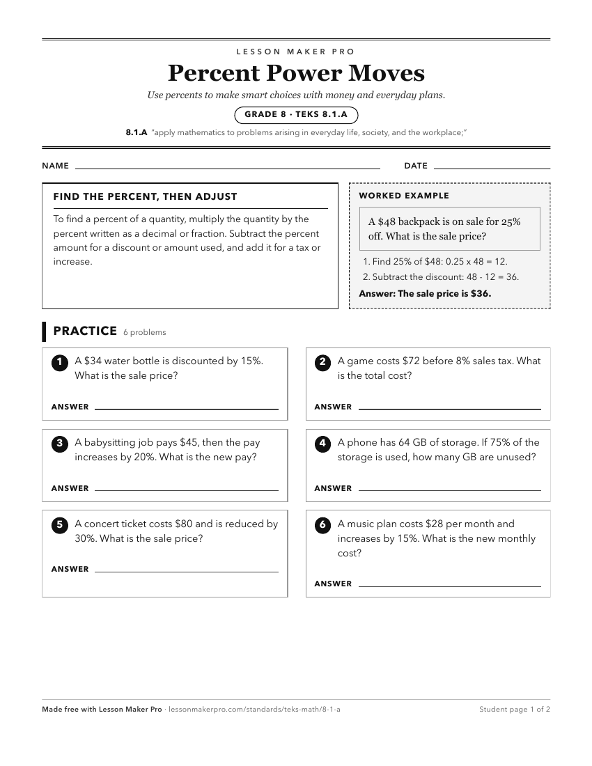 Preview of the 8.1.A printable worksheet