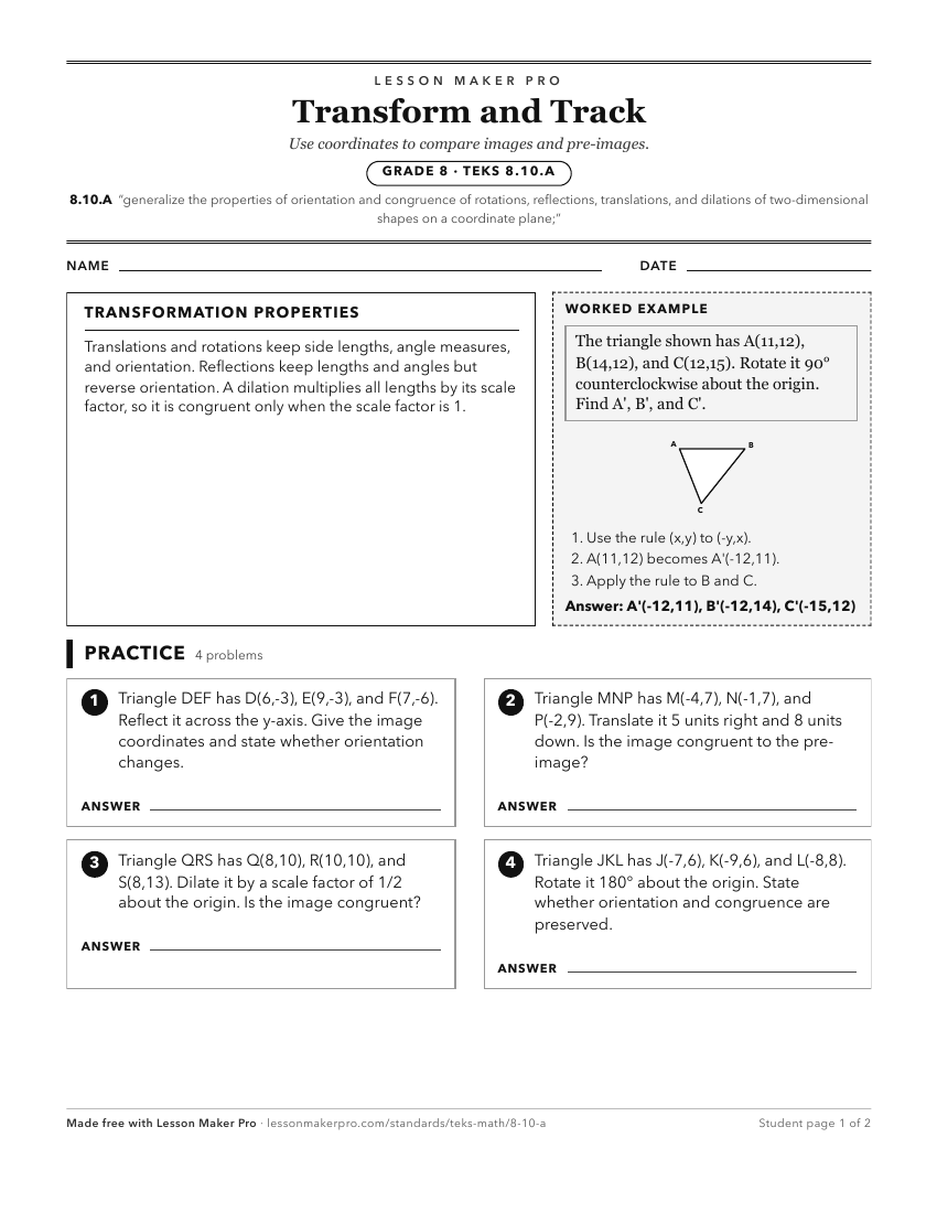 Preview of the 8.10.A printable worksheet