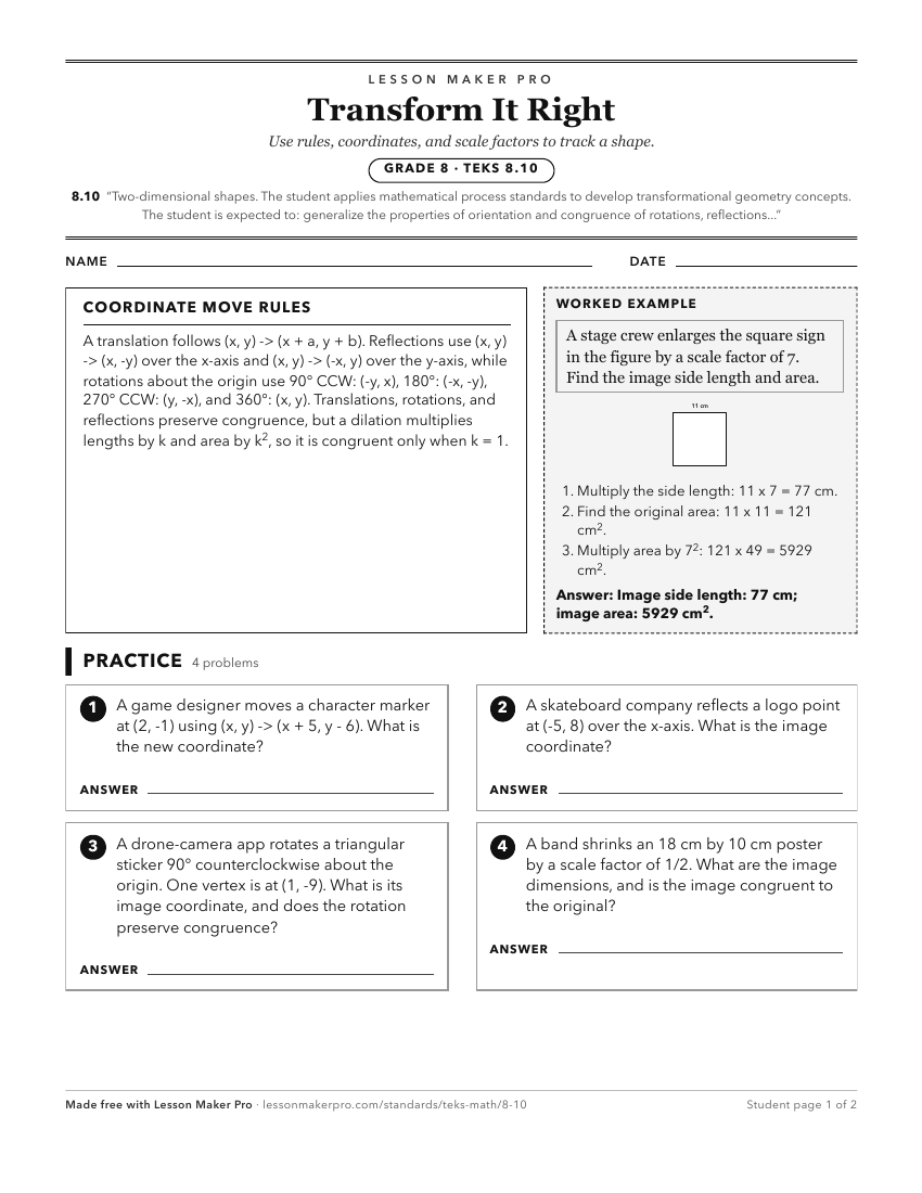 Preview of the 8.10 printable worksheet