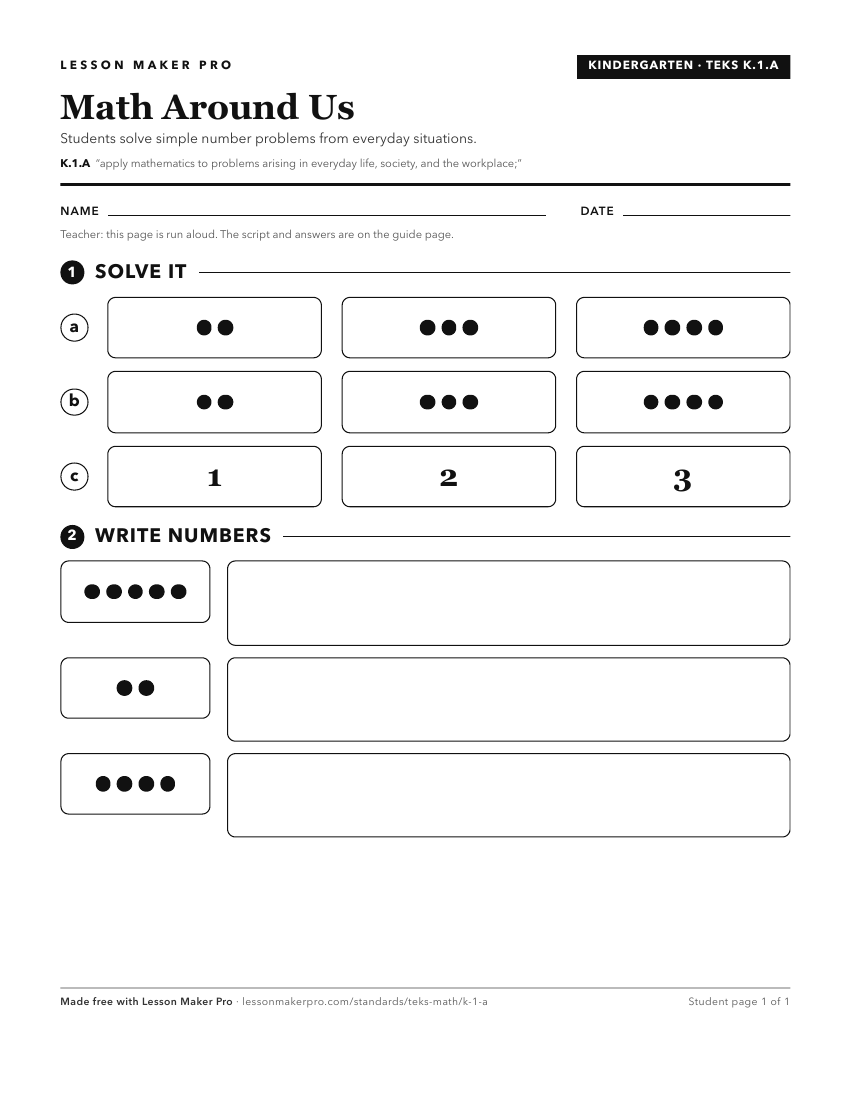Preview of the K.1.A printable worksheet