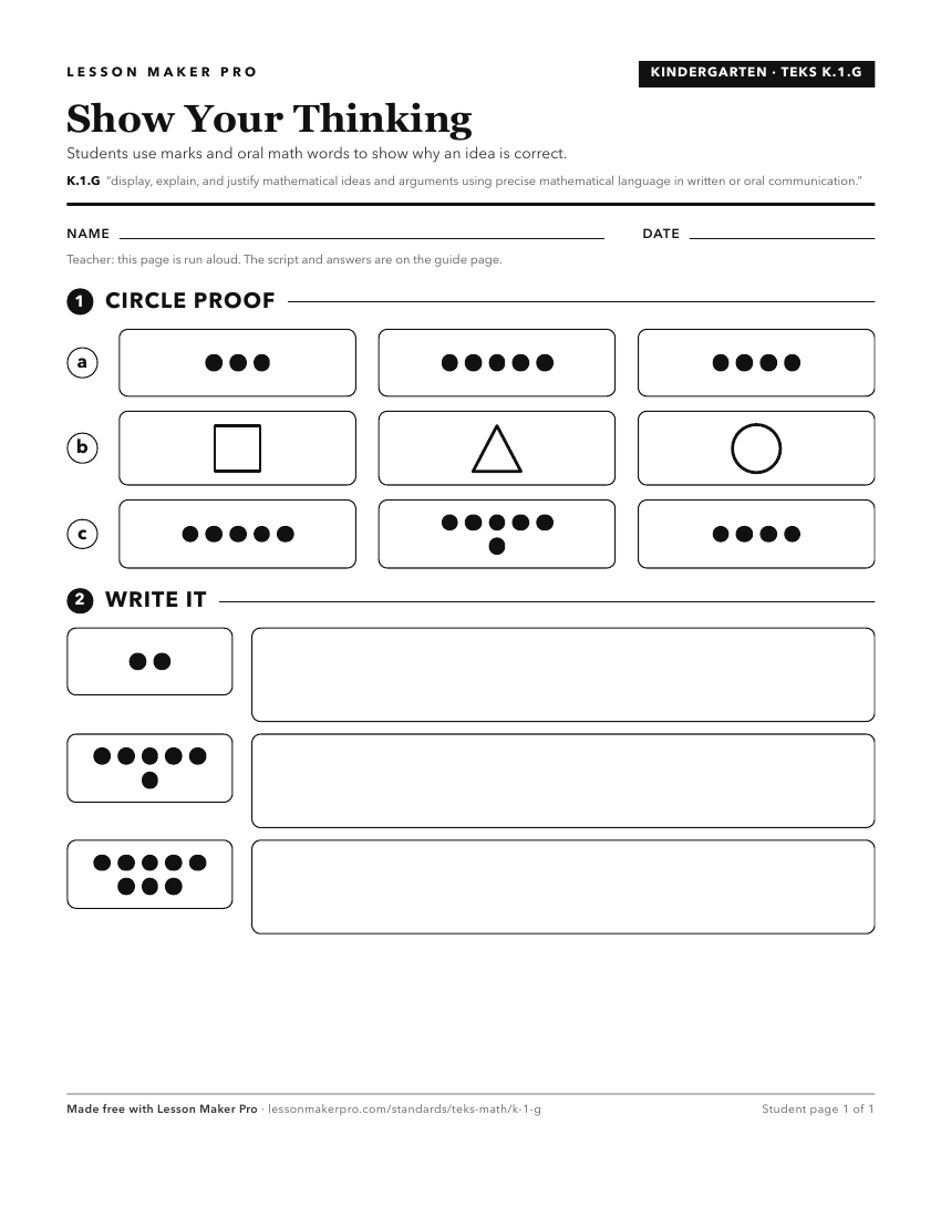 Preview of the K.1.G printable worksheet