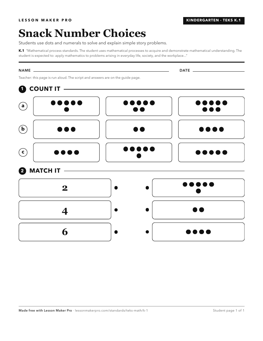 Preview of the K.1 printable worksheet