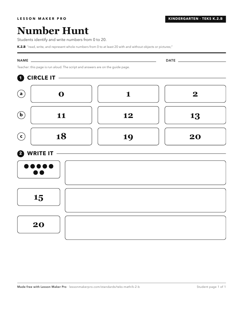 Preview of the K.2.B printable worksheet