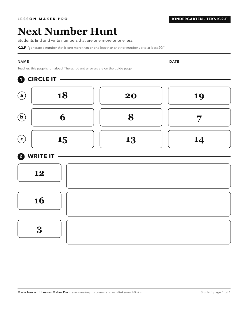 Preview of the K.2.F printable worksheet