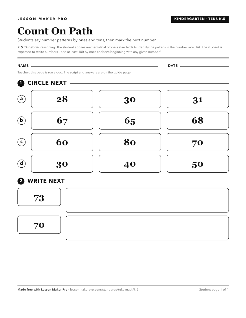 Preview of the K.5 printable worksheet