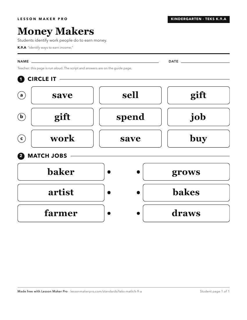 Preview of the K.9.A printable worksheet