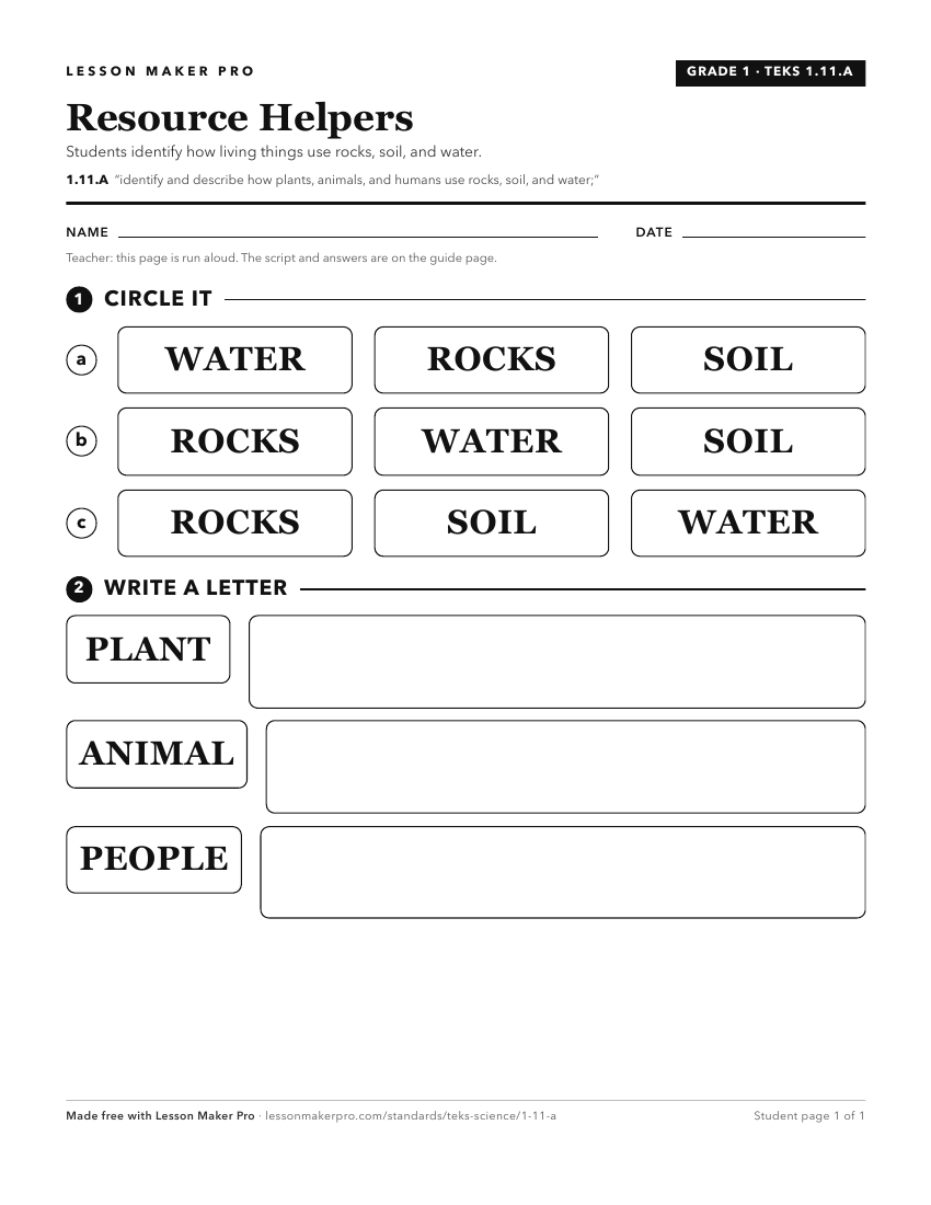 Preview of the 1.11.A printable worksheet