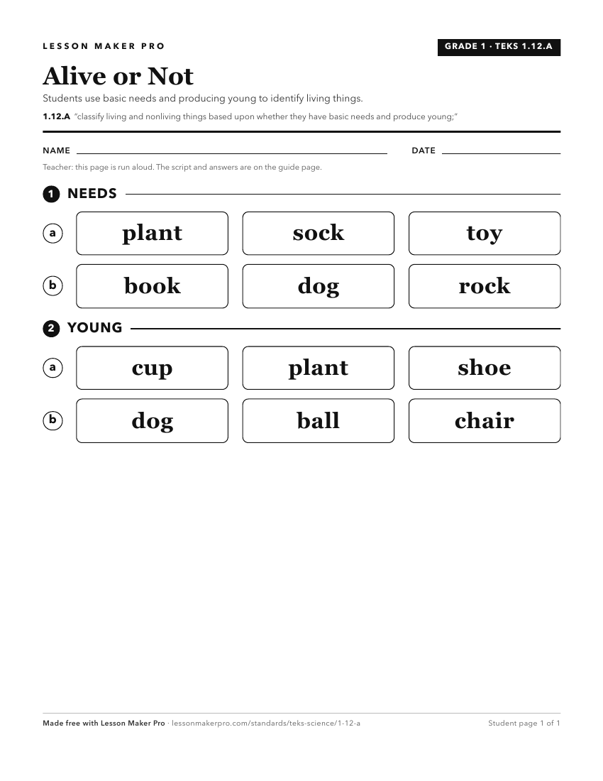 Preview of the 1.12.A printable worksheet