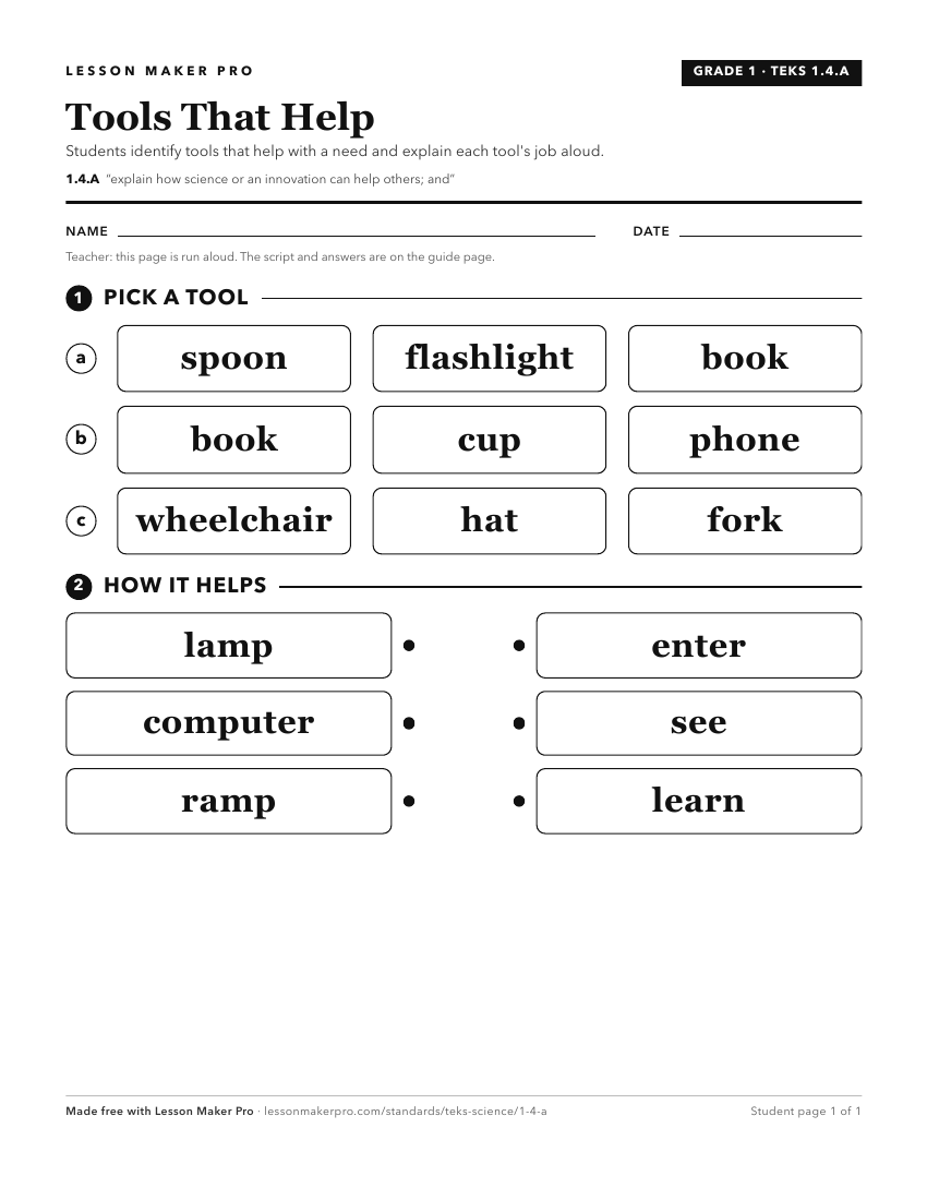 Preview of the 1.4.A printable worksheet
