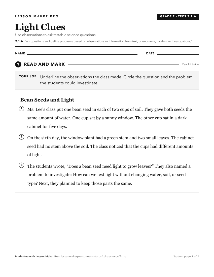 Preview of the 2.1.A printable worksheet