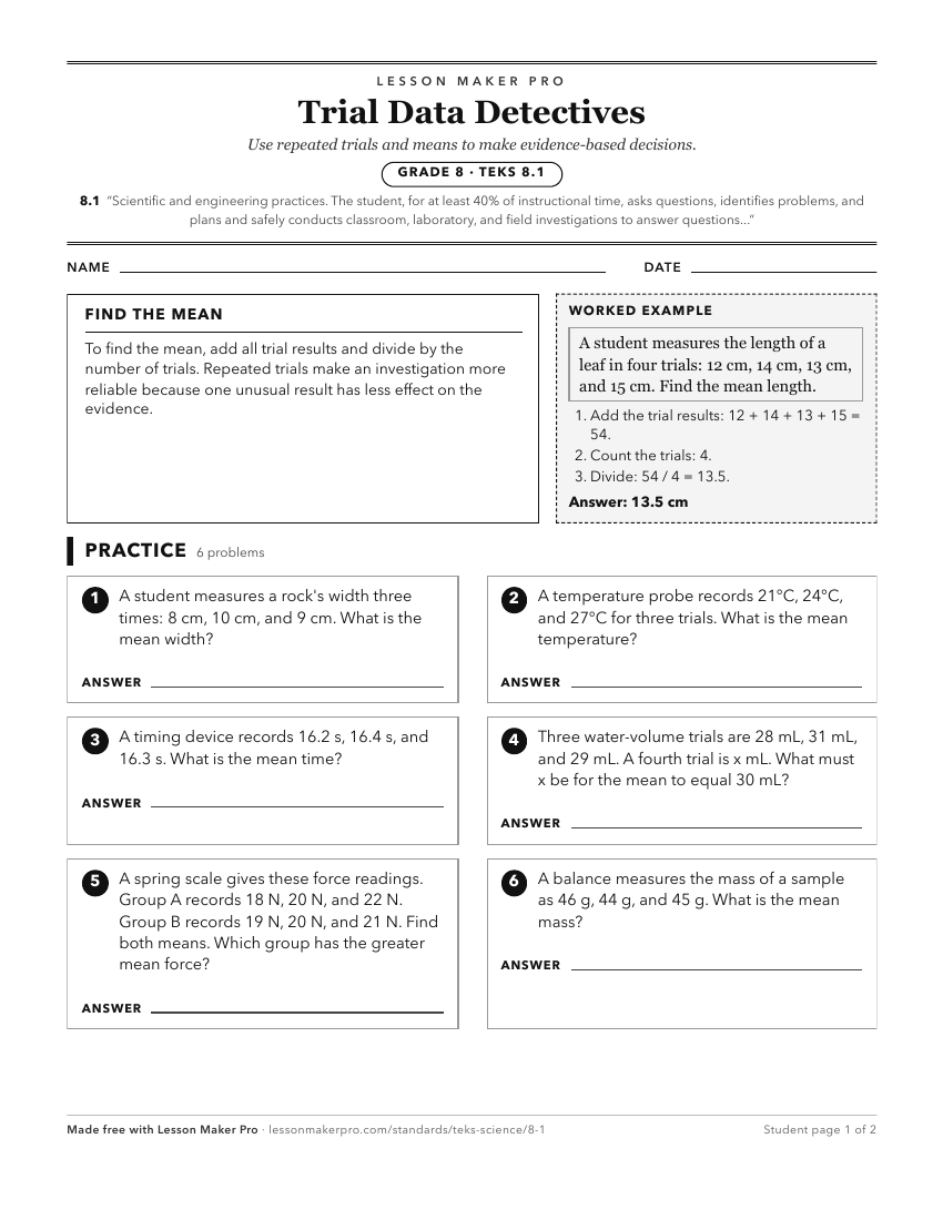 Preview of the 8.1 printable worksheet