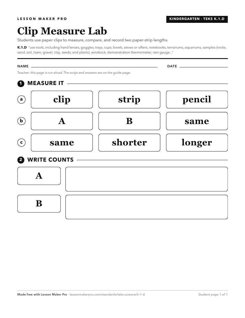 Preview of the K.1.D printable worksheet