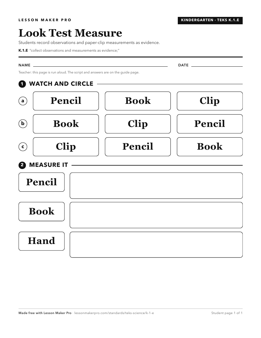 Preview of the K.1.E printable worksheet