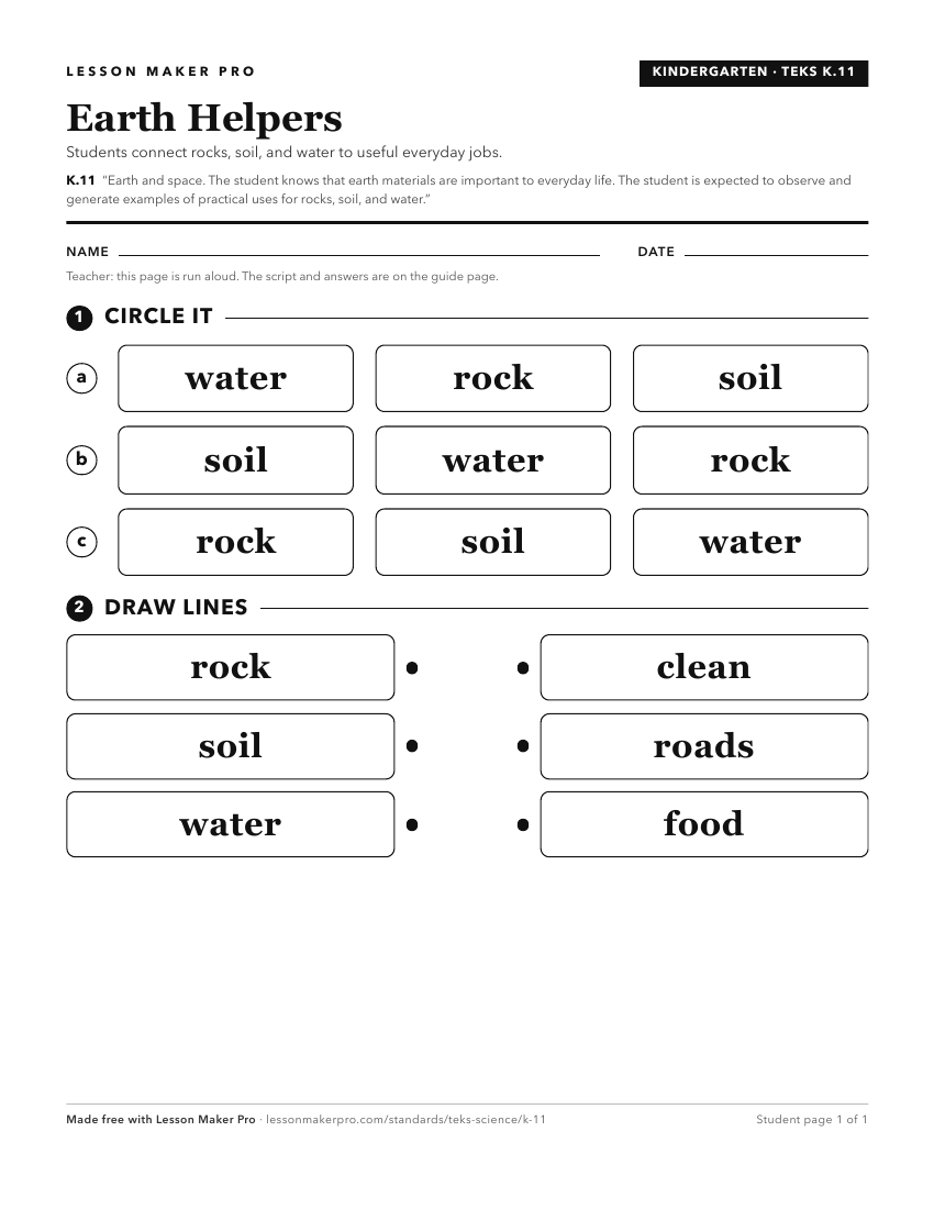 Preview of the K.11 printable worksheet