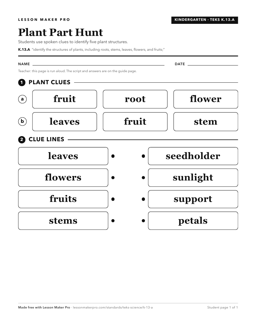 Preview of the K.13.A printable worksheet