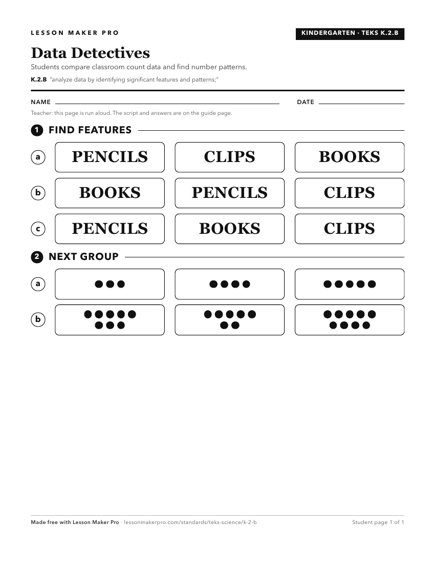 Preview of the K.2.B printable worksheet
