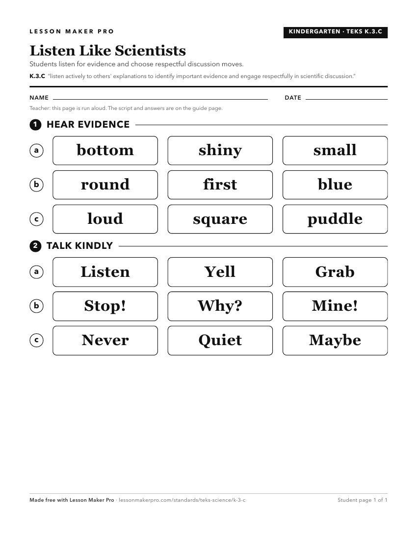 Preview of the K.3.C printable worksheet