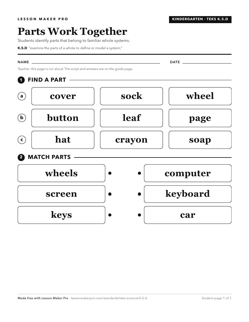 Preview of the K.5.D printable worksheet