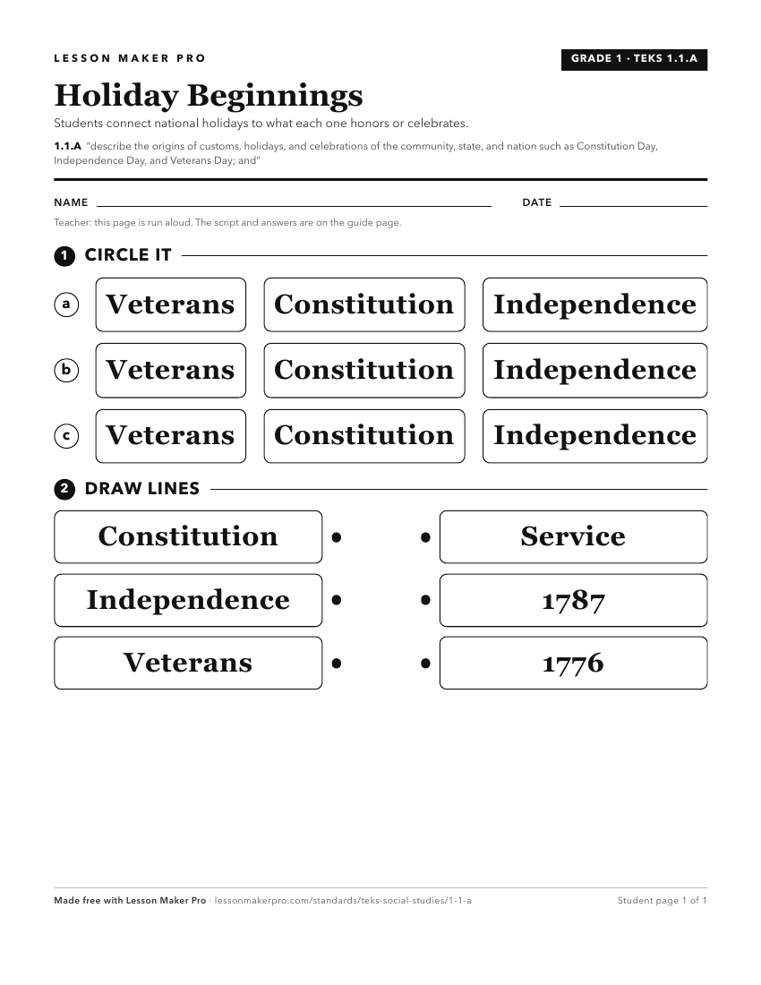 Preview of the 1.1.A printable worksheet