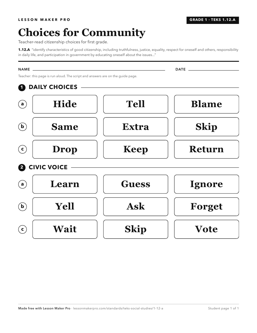 Preview of the 1.12.A printable worksheet