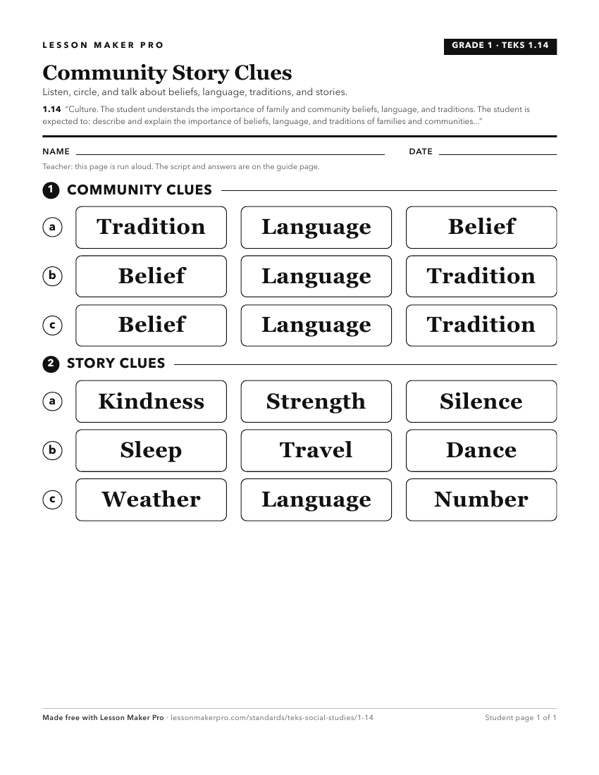Preview of the 1.14 printable worksheet