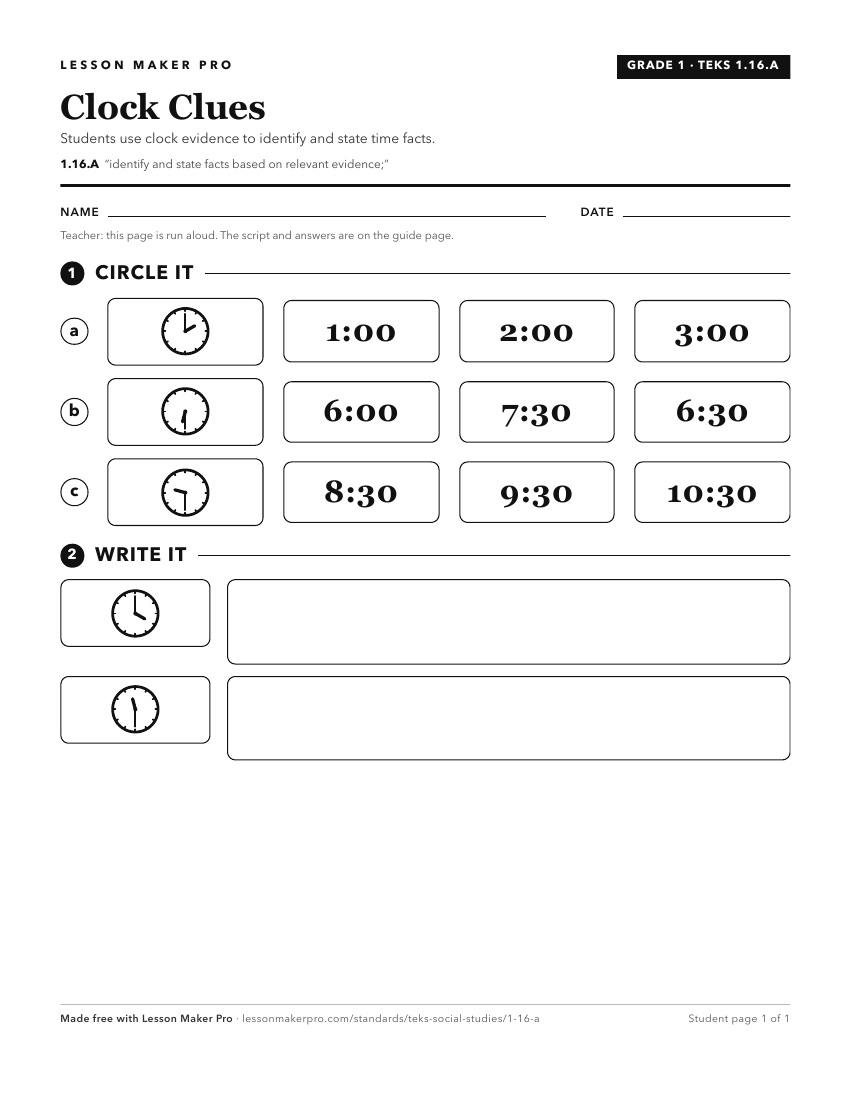 Preview of the 1.16.A printable worksheet