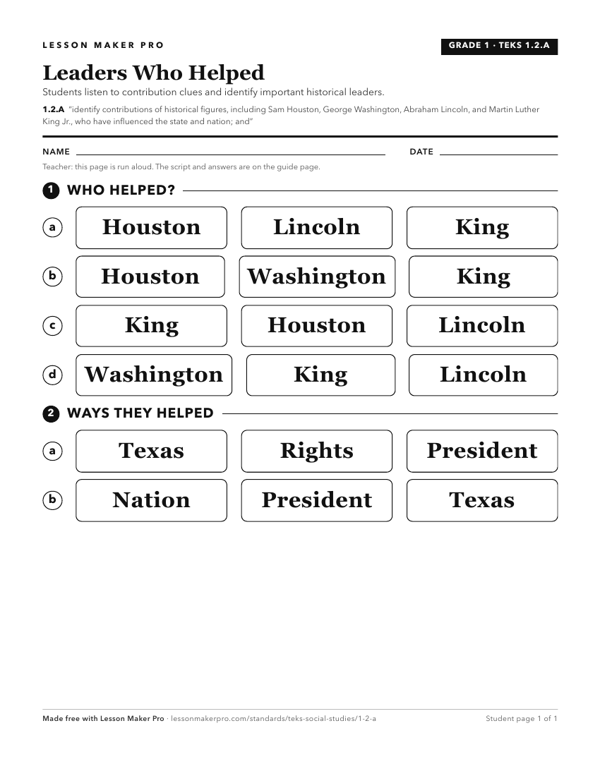 Preview of the 1.2.A printable worksheet