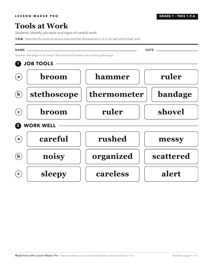 Preview of the 1.9.A printable worksheet