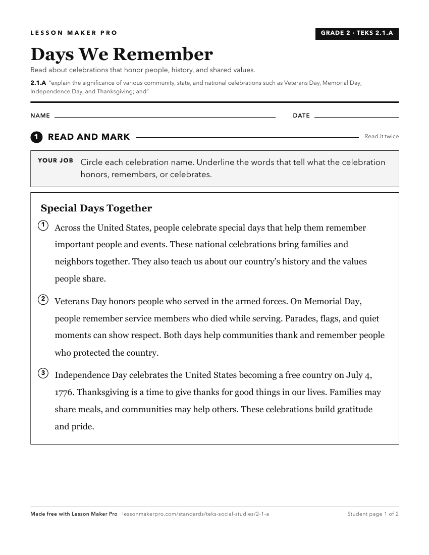 Preview of the 2.1.A printable worksheet