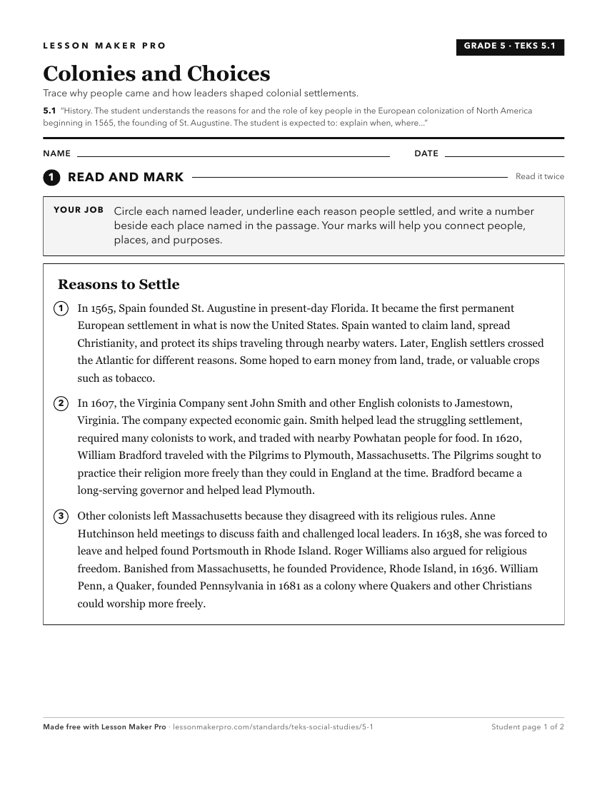 Preview of the 5.1 printable worksheet