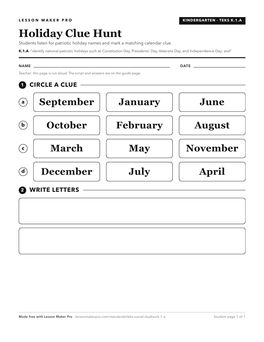 Preview of the K.1.A printable worksheet