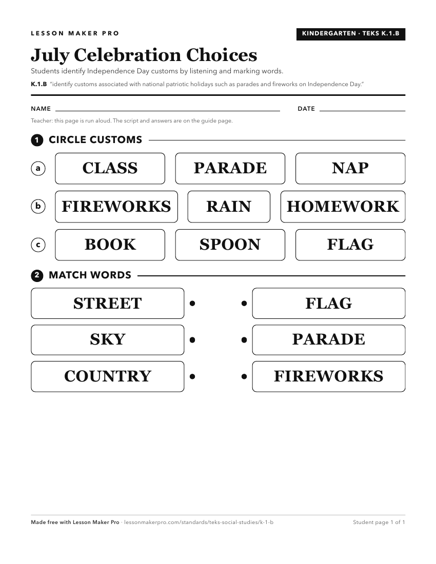 Preview of the K.1.B printable worksheet