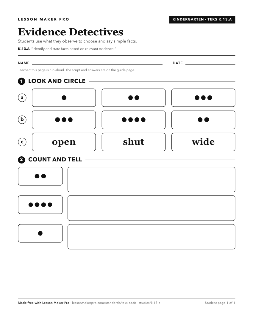 Preview of the K.13.A printable worksheet