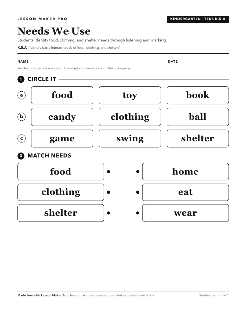 Preview of the K.5.A printable worksheet