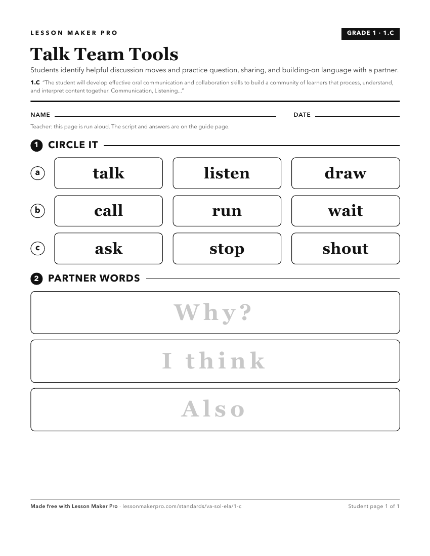 Preview of the 1.C printable worksheet