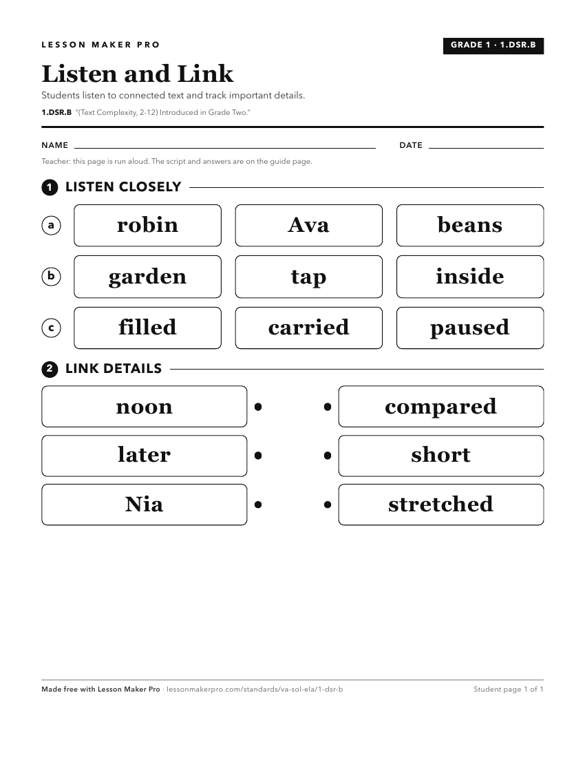 Preview of the 1.DSR.B printable worksheet
