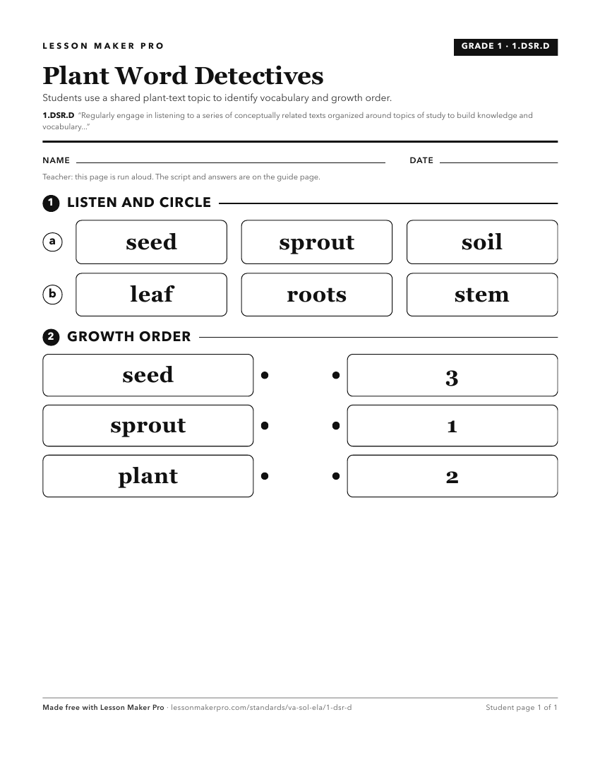 Preview of the 1.DSR.D printable worksheet