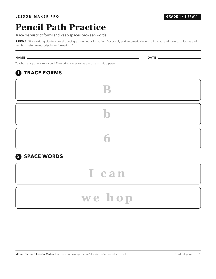 Preview of the 1.FFW.1 printable worksheet