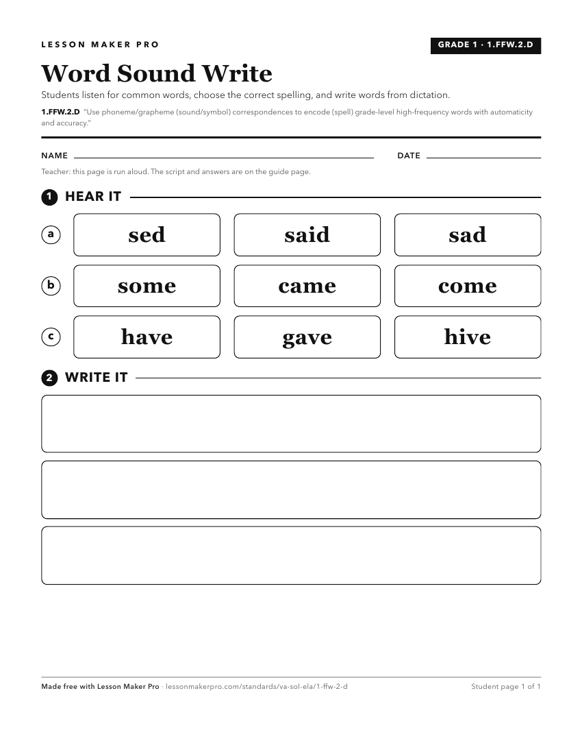 Preview of the 1.FFW.2.D printable worksheet