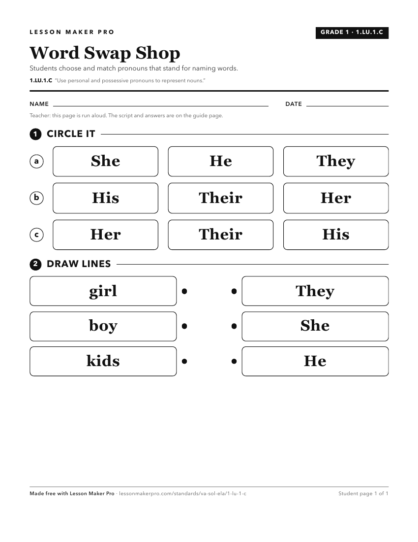 Preview of the 1.LU.1.C printable worksheet