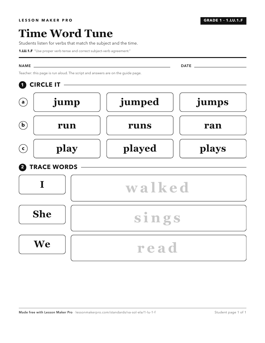 Preview of the 1.LU.1.F printable worksheet
